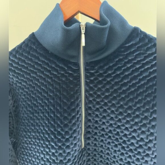 Club Monaco Quilted Velour Quarter-Zip Pullover – Navy – Size Small - Picture 4 of 8